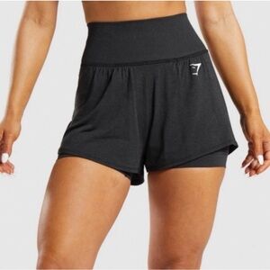 GYMSHARK VITAL 2-IN-1 SHORTS Women's S Black Gray Gym Shorts High Rise B2A5G